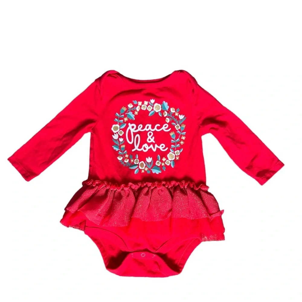 Cat and Jack Holiday Peace & Love Tutu Onesie